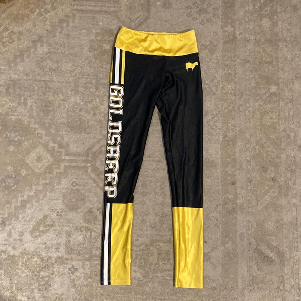 Goldsheep yellow and black leggings, Size small